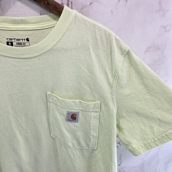 Carhartt T Shirt Womens Medium Green Short Sleeve Lime Neon Hi Vis Crew K87 W - Picture 9 of 10